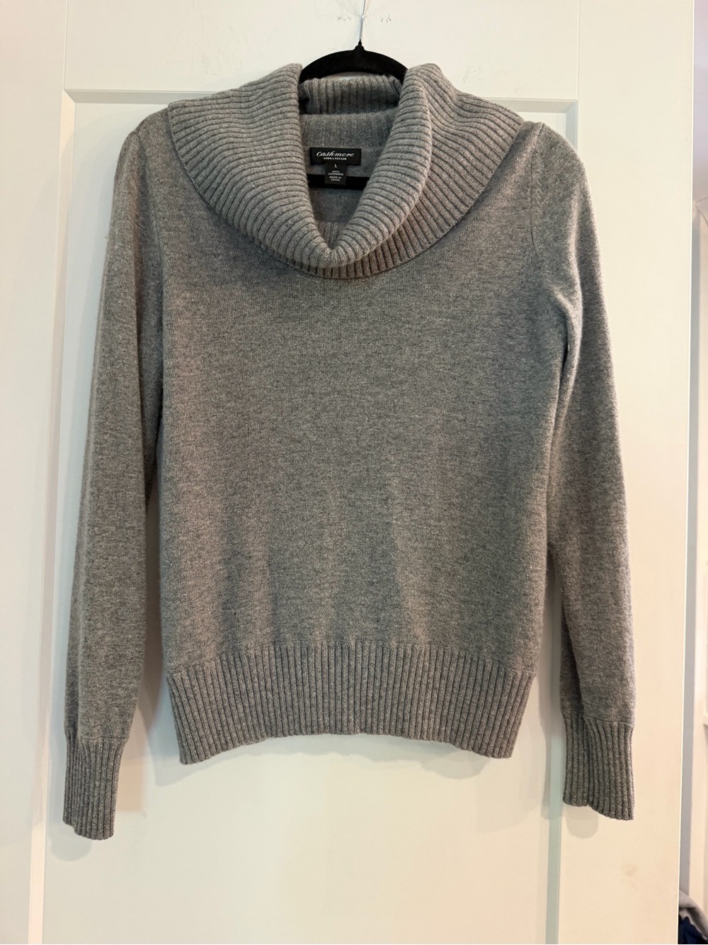 100% cashmere gray cowl neck sweater from lord and Taylor size L